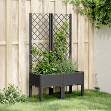 Plantenbak met latwerk 80x40x142 cm polypropeen zwart