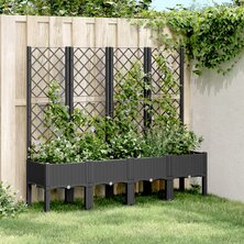 Plantenbak met latwerk 160x40x142 cm polypropeen zwart