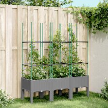 Plantenbak met latwerk 120x40x142,5 cm polypropeen lichtgrijs