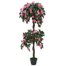 Kunstplant met pot rododendron 155 cm groen en roze