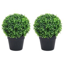 Kunstplanten met pot 2 st buxus bolvorming 37 cm groen