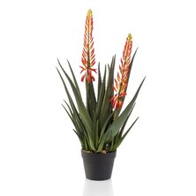 Emerald Kunstplant in pot aloe met 2 bloemen 80 cm