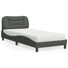 Bed met matras stof donkergrijs 90x200 cm