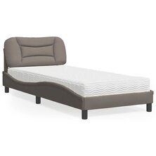 Bed met matras stof taupe 90x200 cm