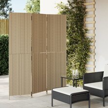 Kamerscherm 3 panelen poly rattan beige