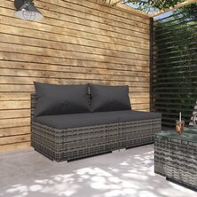 2-delige Loungeset met kussens poly rattan grijs