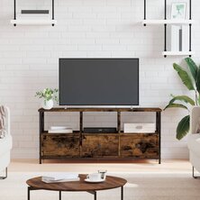 Tv-meubel 102x33x45 cm bewerkt hout en ijzer gerookt eikenkleur