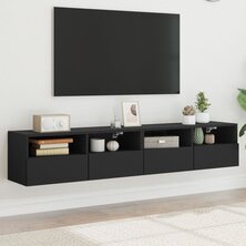 Tv-wandmeubels 2 st 80x30x30 cm bewerkt hout zwart