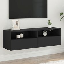 Tv-wandmeubel 100x30x30 cm bewerkt hout zwart