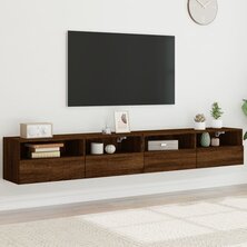 Tv-wandmeubels 2 st 100x30x30 cm bewerkt hout bruin eikenkleur