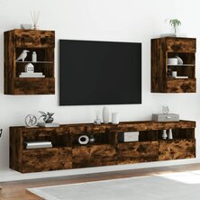 Tv-wandmeubels met LED 2 st 40x30x60,5 cm gerookt eikenkleurig