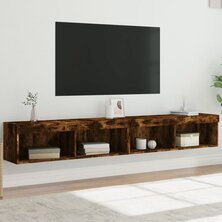 Tv-meubels met LED-verlichting 2 st 100x30x30 cm gerookt eiken