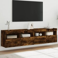 Tv-wandmeubels met LED 2 st 80x30x40 cm gerookt eikenkleurig