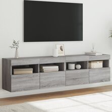 Tv-wandmeubels met LED 2 st 80x30x40 cm grijs sonoma eikenkleur