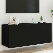 Tv-wandmeubel met LED-verlichting 100x35x41 cm zwart