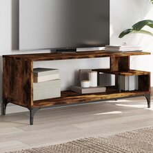 Tv-meubel 102x40x41 cm hout en gepoedercoat staal gerookt eiken