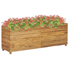 Plantenbak verhoogd 150x40x55 cm gerecycled teakhout en staal