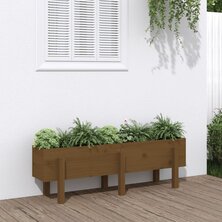 Plantenbak verhoogd 121x30x38 cm massief grenenhout honingbruin