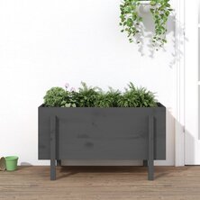 Plantenbak verhoogd 101x50x57 cm massief grenenhout grijs