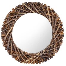 Wandspiegel rond 60 cm teakhout