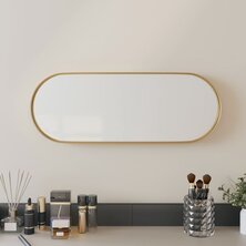 Spiegel wandgemonteerd 15x40 cm ovaal goudkleurig