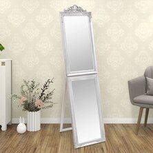 Spiegel vrijstaand 40x160 cm wit zilverkleurig