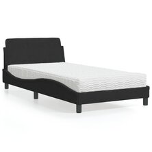 Bed met matras fluweel zwart 100x200 cm