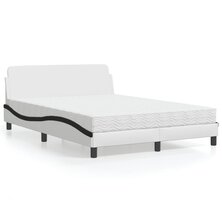 Bed met matras kunstleer zwart en wit 120x200 cm