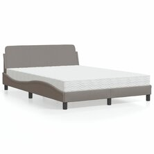 Bed met matras stof taupe 140x190 cm