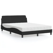 Bed met matras fluweel zwart 140x190 cm