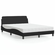 Bed met matras kunstleer zwart 140x190 cm