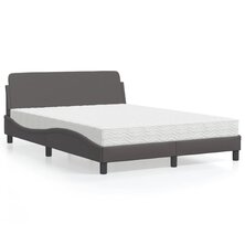 Bed met matras kunstleer grijs 140x190 cm