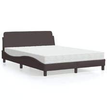 Bed met matras stof donkerbruin 140x200 cm