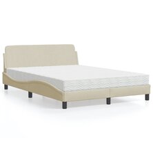 Bed met matras stof cr&egrave;mekleurig 140x200 cm