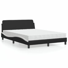 Bed met matras kunstleer zwart en wit 140x200 cm