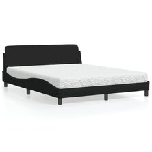 Bed met matras stof zwart 160x200 cm