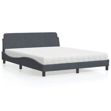 Bed met matras fluweel donkergrijs 160x200 cm