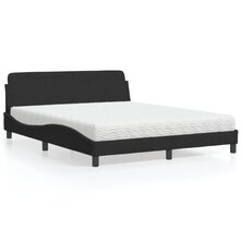 Bed met matras fluweel zwart 160x200 cm