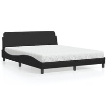 Bed met matras kunstleer zwart 160x200 cm