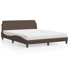 Bed met matras kunstleer bruin 160x200 cm