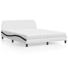 Bed met matras kunstleer wit en zwart 160x200 cm