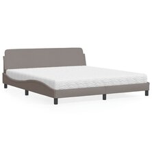 Bed met matras stof taupe 180x200 cm