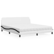 Bed met matras kunstleer wit en zwart 180x200 cm