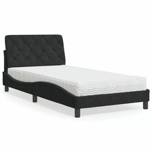 Bed met matras fluweel zwart 100x200 cm