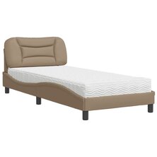 Bed met matras kunstleer cappuccinokleurig 80x200 cm