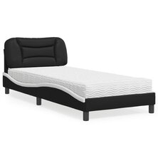 Bed met matras kunstleer zwart en wit 90x190 cm