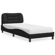 Bed met matras kunstleer zwart 90x200 cm