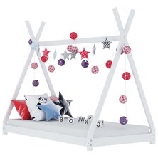 Kinderbedframe massief grenenhout wit 90x200 cm