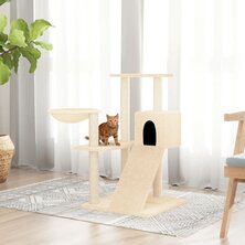 Kattenmeubel met sisal krabpalen 82 cm cr&egrave;mekleurig