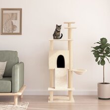 Kattenmeubel met sisal krabpalen 153 cm cr&egrave;mekleurig